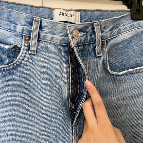 Agolde Cherie High Rise Straight Raw Hem Merit Light Wash Jean 24 - Picture 6 of 10